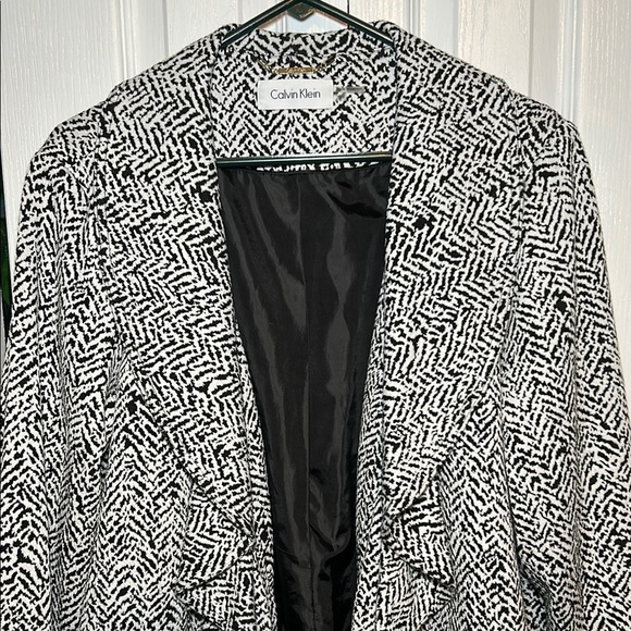 Calvin Klein Black and White Blazer with Draped Lapel - Picture 3 of 7